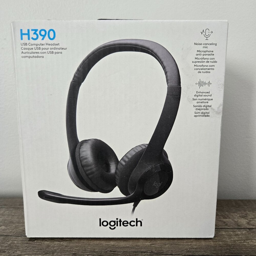 🎧 NIB Logitech H390 Wired USB Computer Headset – Noise Canceling